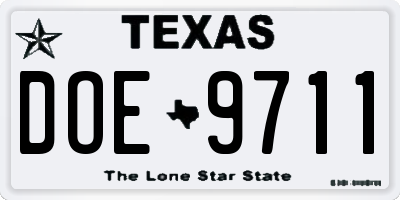 TX license plate DOE9711