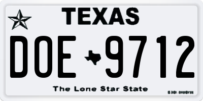 TX license plate DOE9712