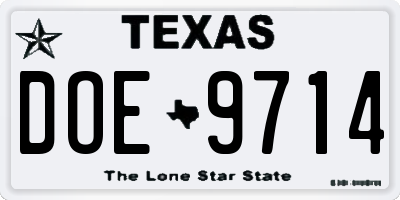 TX license plate DOE9714