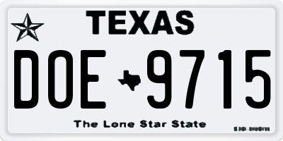 TX license plate DOE9715
