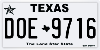 TX license plate DOE9716