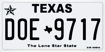 TX license plate DOE9717
