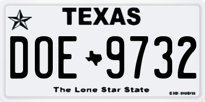 TX license plate DOE9732