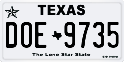 TX license plate DOE9735