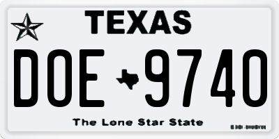 TX license plate DOE9740