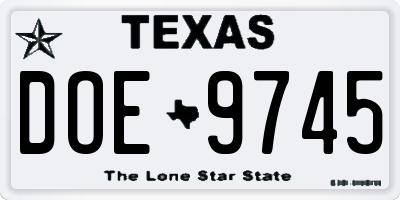 TX license plate DOE9745