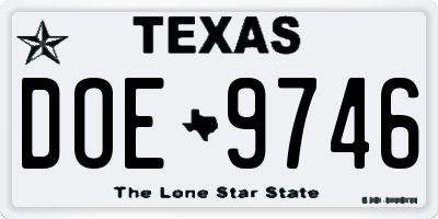 TX license plate DOE9746