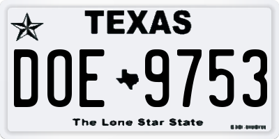TX license plate DOE9753