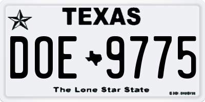 TX license plate DOE9775