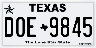 TX license plate DOE9845