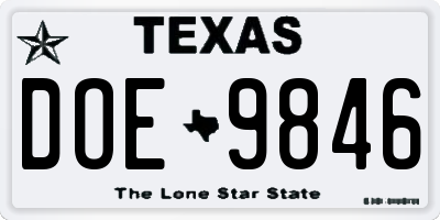 TX license plate DOE9846