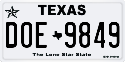 TX license plate DOE9849