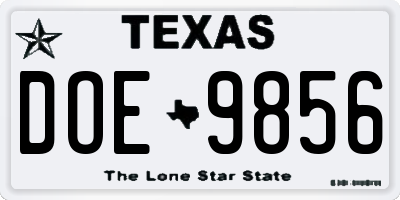 TX license plate DOE9856