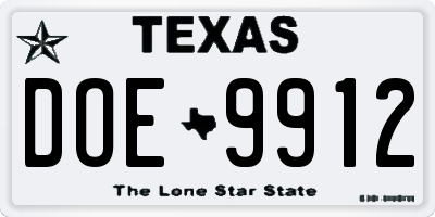 TX license plate DOE9912