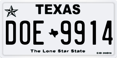 TX license plate DOE9914