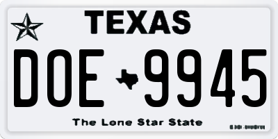 TX license plate DOE9945
