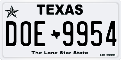 TX license plate DOE9954