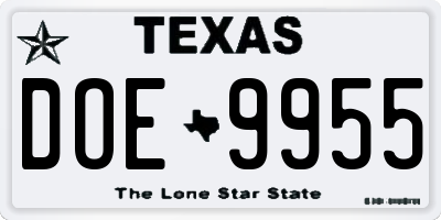 TX license plate DOE9955