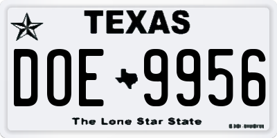 TX license plate DOE9956