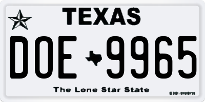 TX license plate DOE9965