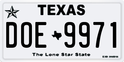 TX license plate DOE9971