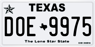 TX license plate DOE9975