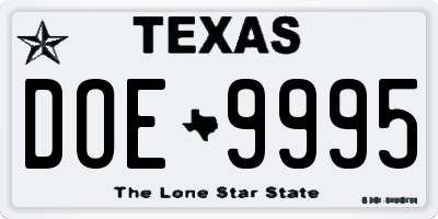 TX license plate DOE9995