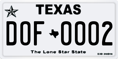 TX license plate DOF0002