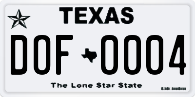 TX license plate DOF0004