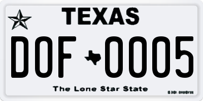 TX license plate DOF0005