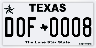 TX license plate DOF0008