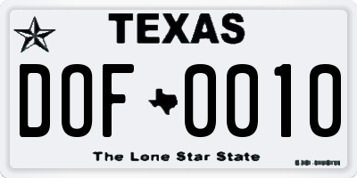 TX license plate DOF0010