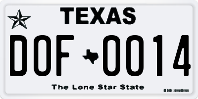 TX license plate DOF0014