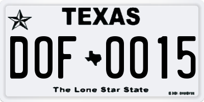 TX license plate DOF0015