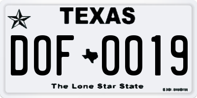 TX license plate DOF0019