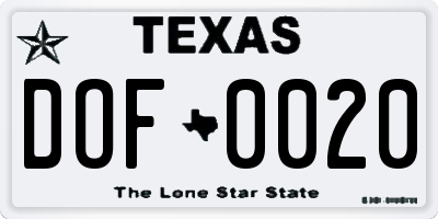 TX license plate DOF0020