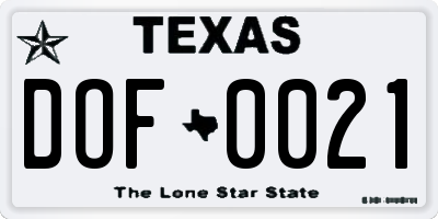 TX license plate DOF0021