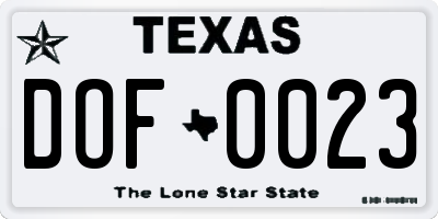 TX license plate DOF0023
