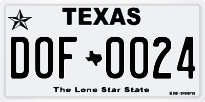 TX license plate DOF0024