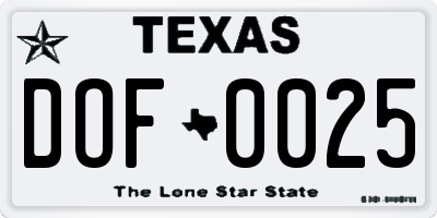 TX license plate DOF0025