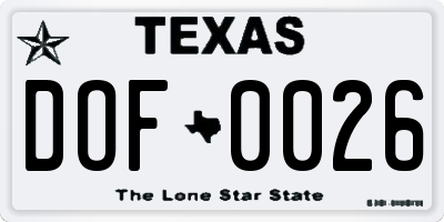 TX license plate DOF0026