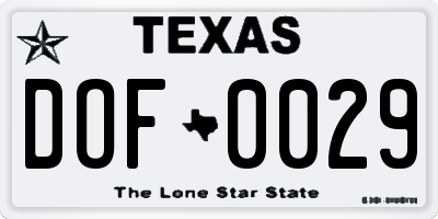 TX license plate DOF0029