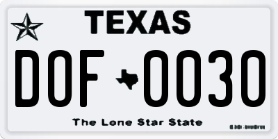 TX license plate DOF0030