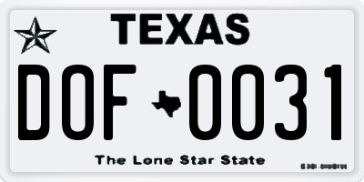 TX license plate DOF0031