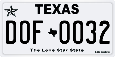 TX license plate DOF0032