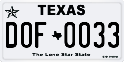 TX license plate DOF0033