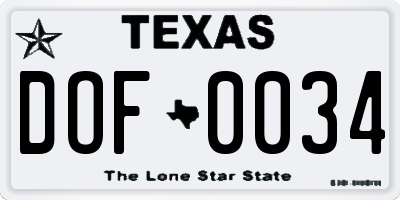 TX license plate DOF0034