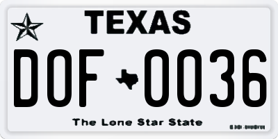 TX license plate DOF0036