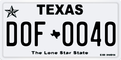 TX license plate DOF0040