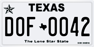 TX license plate DOF0042